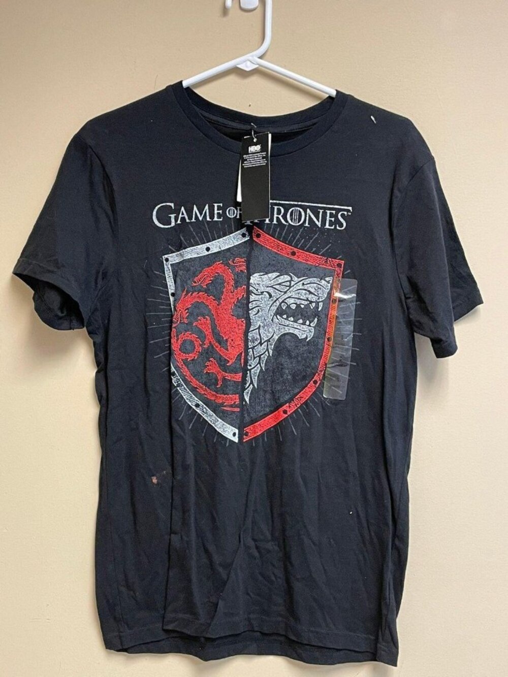 Game Of Thrones T-Shirt Shield Design House Targaryen & Stark Black S HBO Offici